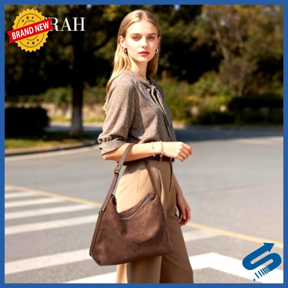 Suede Hobo Bag with Adjustable Strap, 5 Pockets, Casual Tote Purse - Picture 3 of 7
